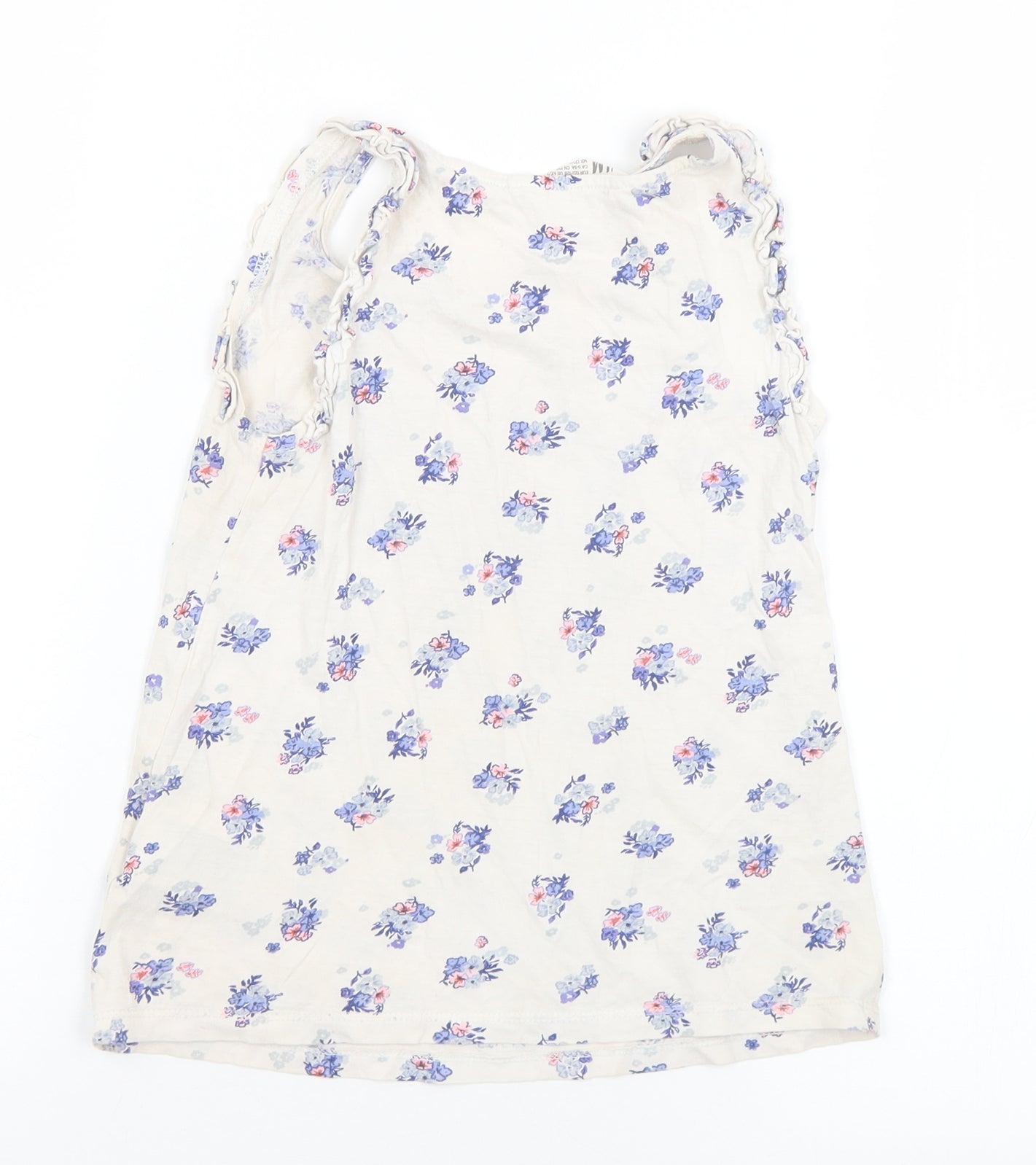 H&M Girls Multicoloured Floral Cotton Basic Tank Size 6 Years Round Neck  - Slogan 6-8