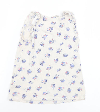 H&M Girls Multicoloured Floral Cotton Basic Tank Size 6 Years Round Neck  - Slogan 6-8