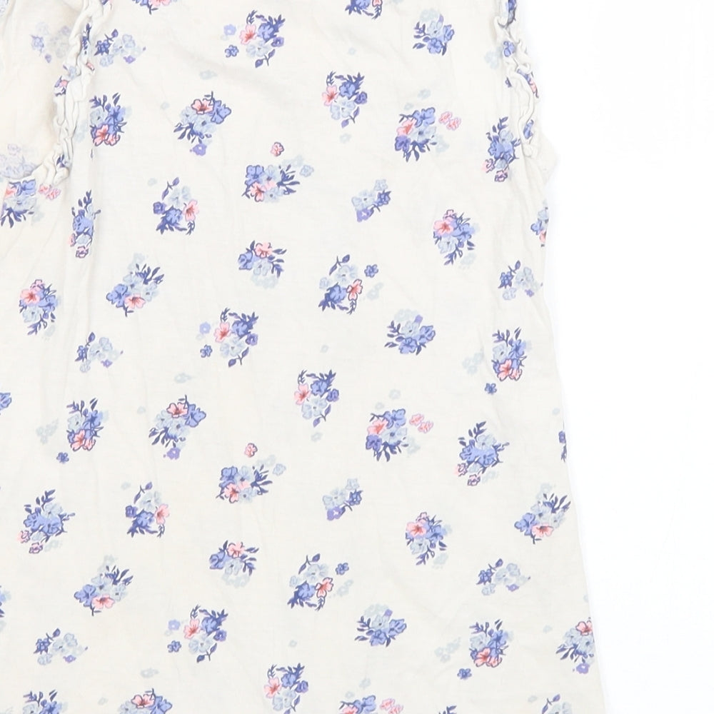 H&M Girls Multicoloured Floral Cotton Basic Tank Size 6 Years Round Neck  - Slogan 6-8