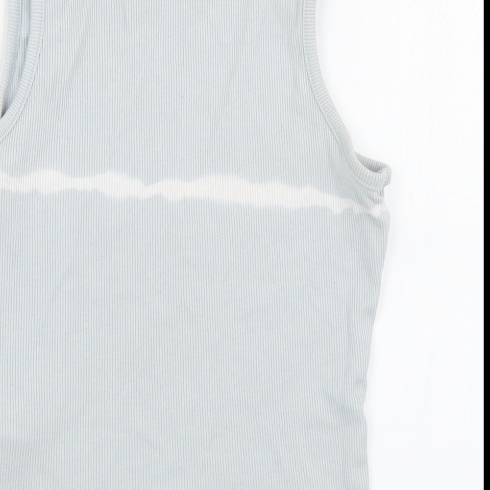 Primark Girls Blue  Cotton Basic Tank Size 7-8 Years Round Neck  - Day dreamer