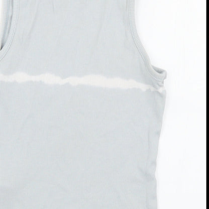 Primark Girls Blue  Cotton Basic Tank Size 7-8 Years Round Neck  - Day dreamer