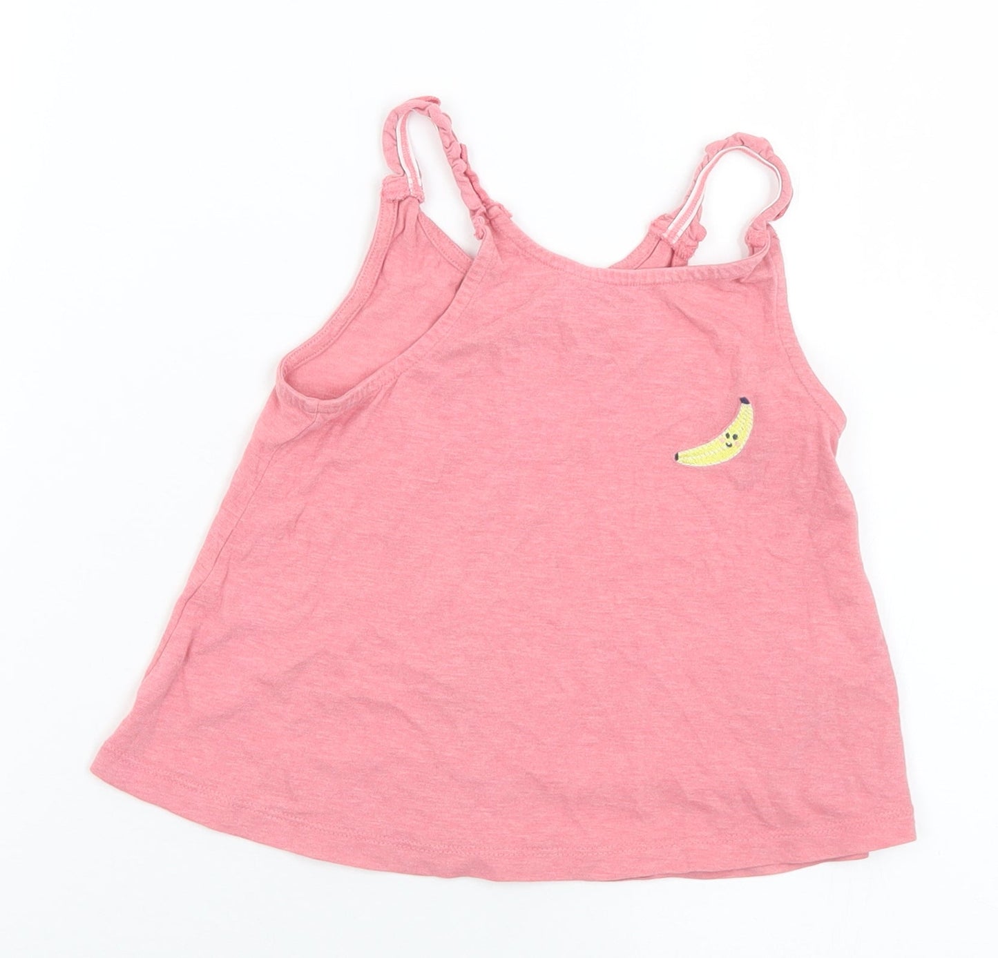 Marks and Spencer Girls Pink  Cotton Camisole T-Shirt Size 6-7 Years Round Neck  - Banana