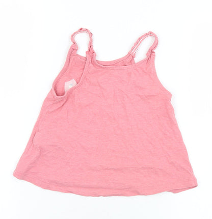 Marks and Spencer Girls Pink  Cotton Camisole T-Shirt Size 6-7 Years Round Neck  - Banana