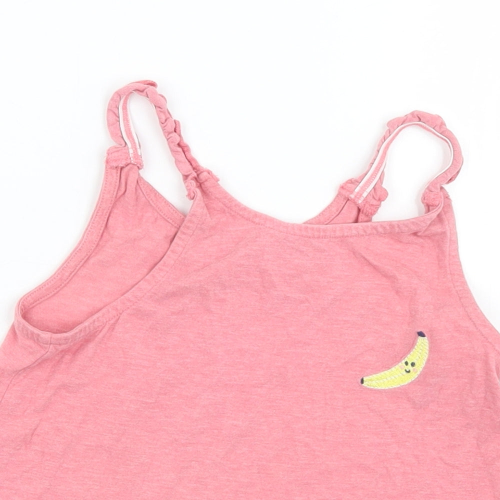 Marks and Spencer Girls Pink  Cotton Camisole T-Shirt Size 6-7 Years Round Neck  - Banana