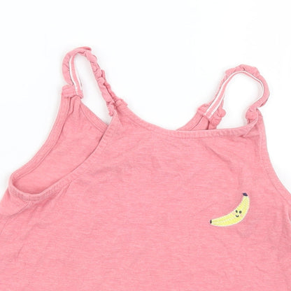 Marks and Spencer Girls Pink  Cotton Camisole T-Shirt Size 6-7 Years Round Neck  - Banana