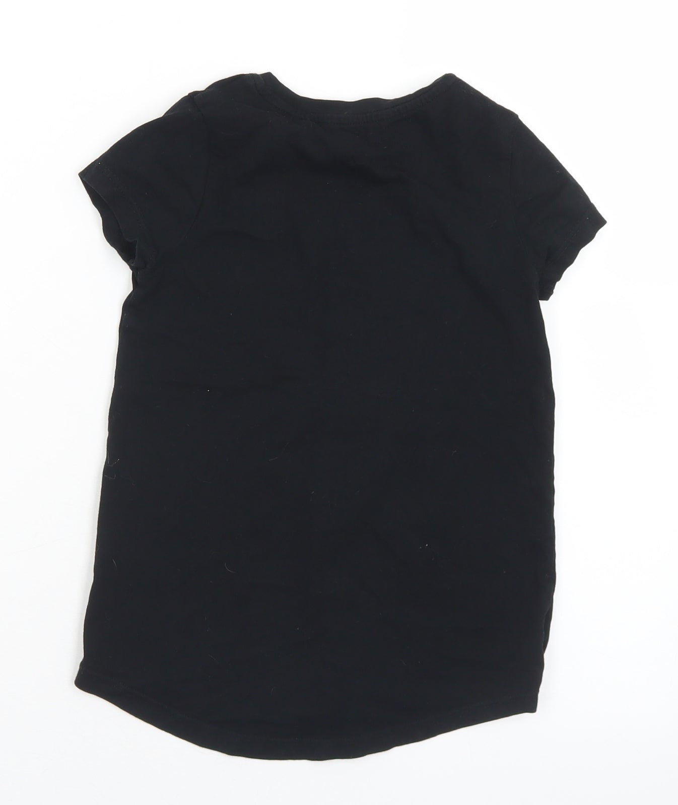 George Girls Black  Cotton Basic T-Shirt Size 4-5 Years Crew Neck  - Pudsey