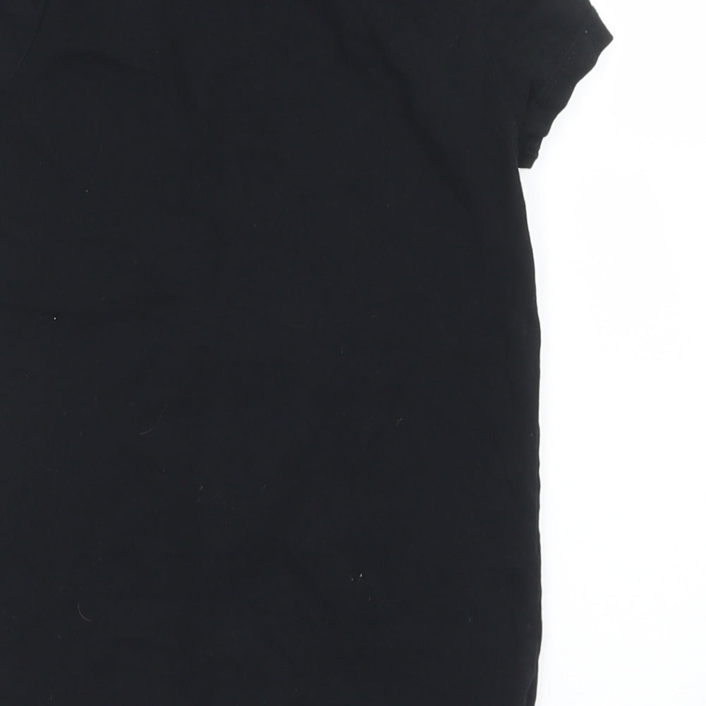 George Girls Black  Cotton Basic T-Shirt Size 4-5 Years Crew Neck  - Pudsey