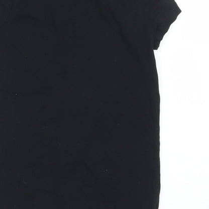 George Girls Black  Cotton Basic T-Shirt Size 4-5 Years Crew Neck  - Pudsey