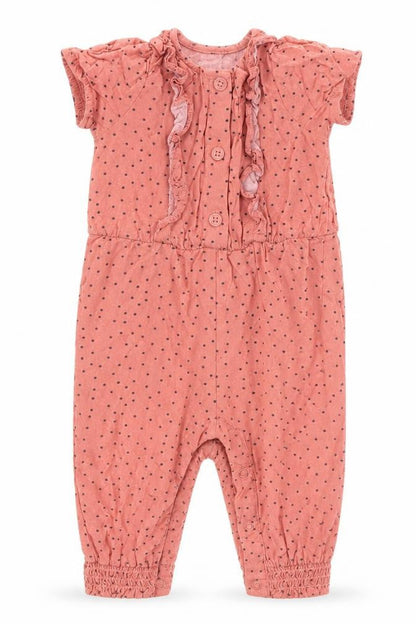 Primark  Orange Polka Dot Viscose Jumpsuit Outfit/Set Size 6-9 Months  Button