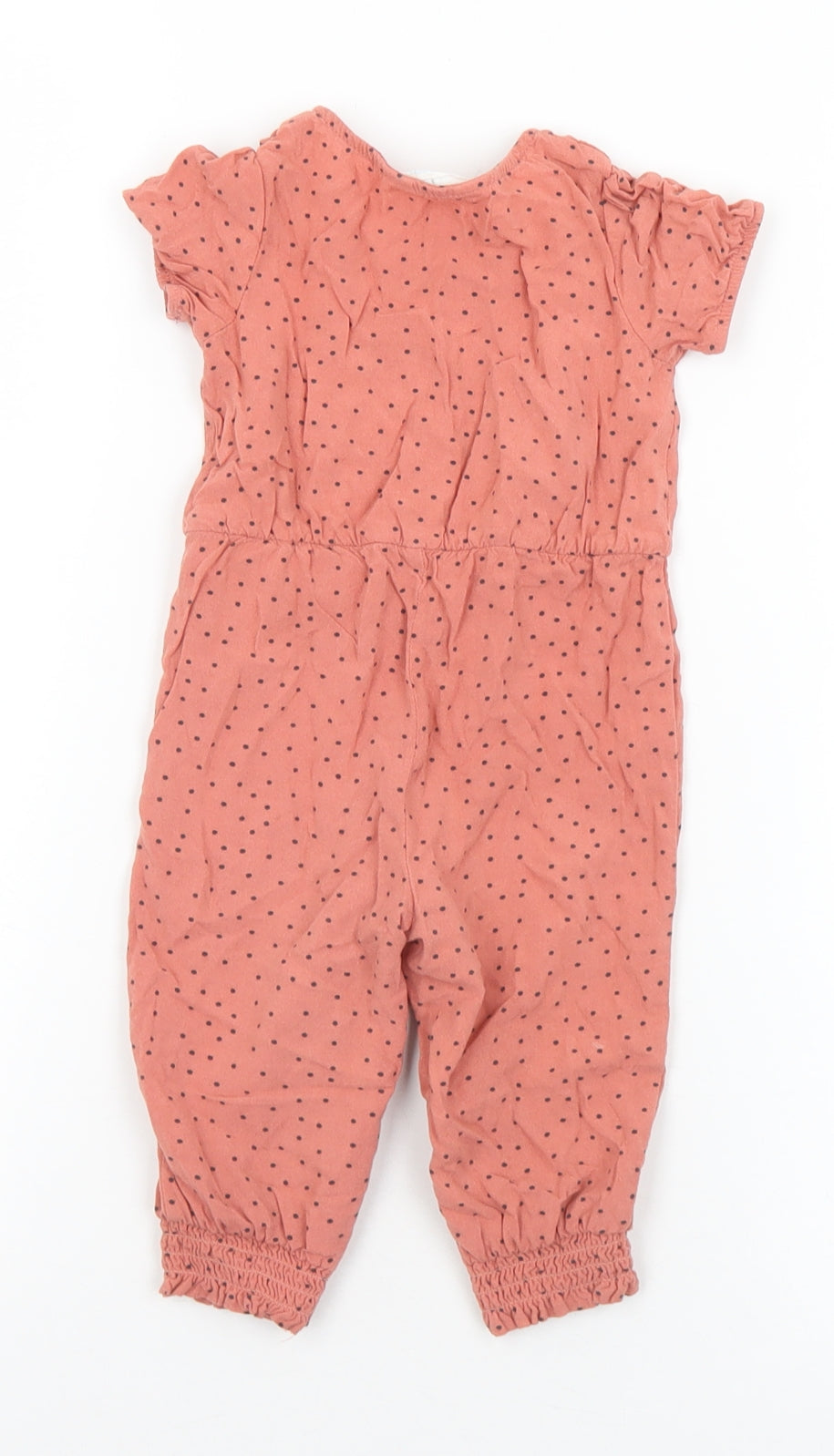 Primark  Orange Polka Dot Viscose Jumpsuit Outfit/Set Size 6-9 Months  Button