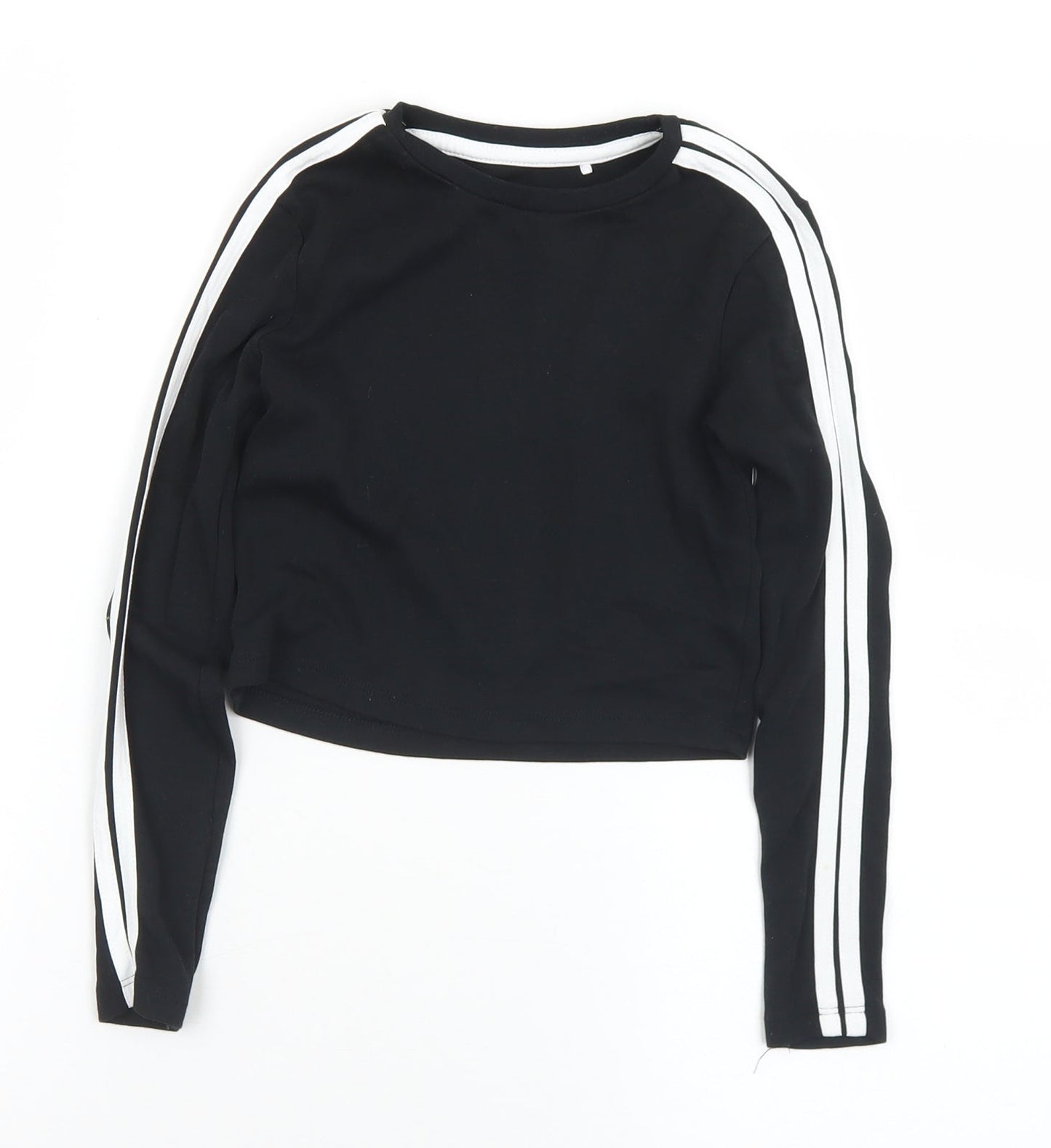 George Girls Black  Cotton Pullover Sweatshirt Size 7-8 Years   - Cropped