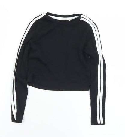 George Girls Black  Cotton Pullover Sweatshirt Size 7-8 Years   - Cropped