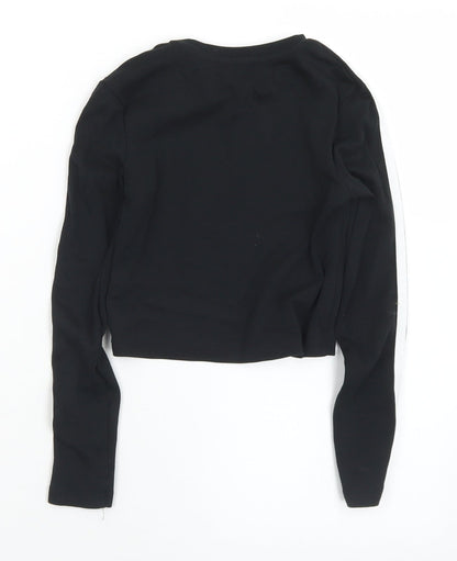 George Girls Black  Cotton Pullover Sweatshirt Size 7-8 Years   - Cropped