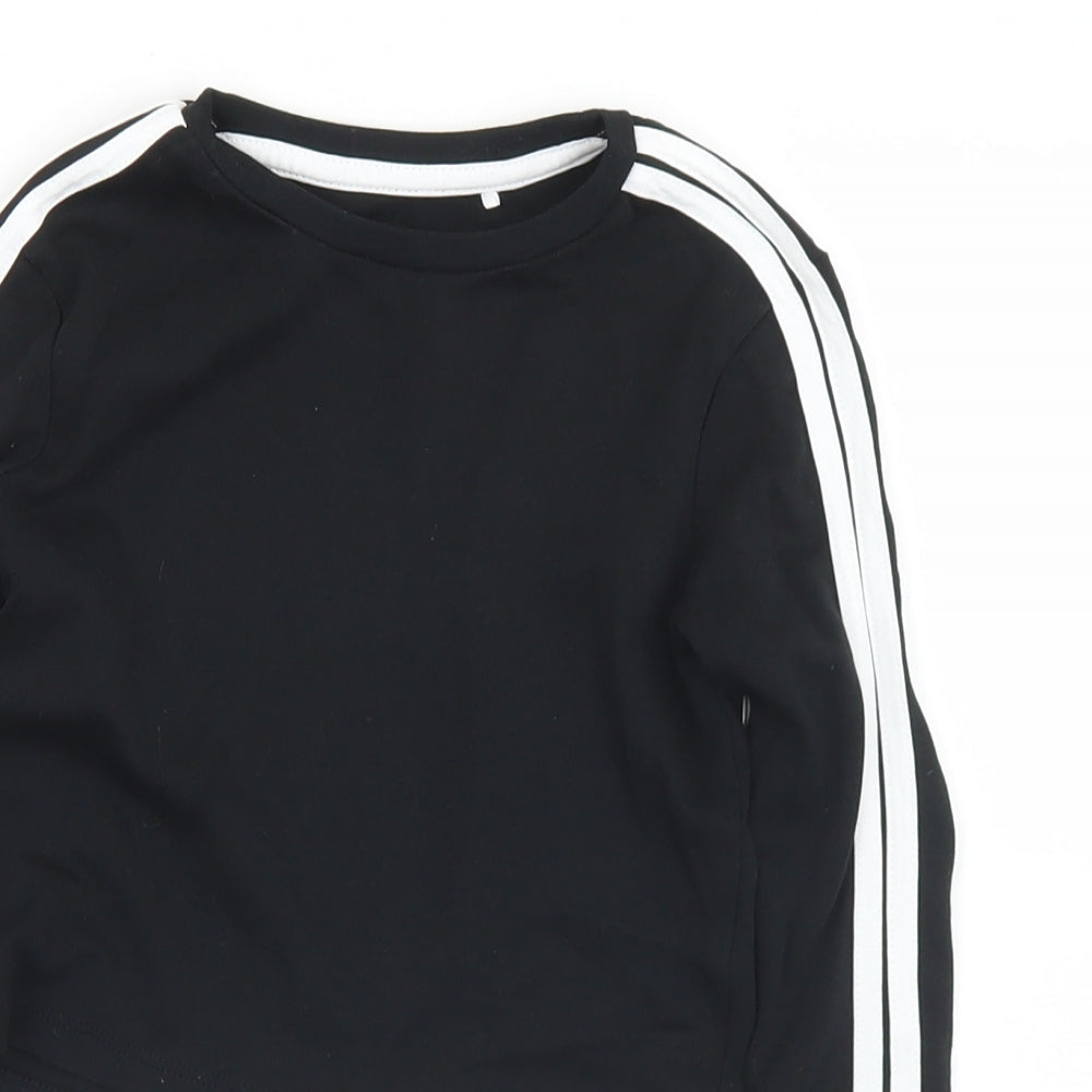 George Girls Black  Cotton Pullover Sweatshirt Size 7-8 Years   - Cropped