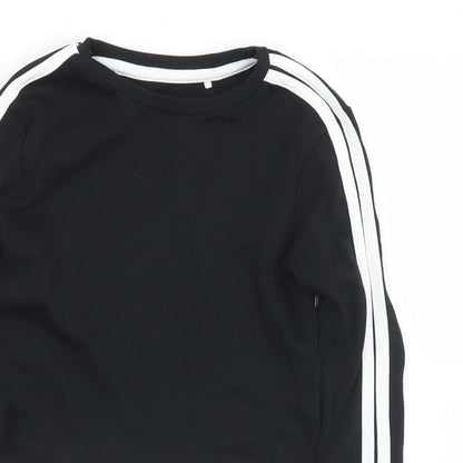 George Girls Black  Cotton Pullover Sweatshirt Size 7-8 Years   - Cropped