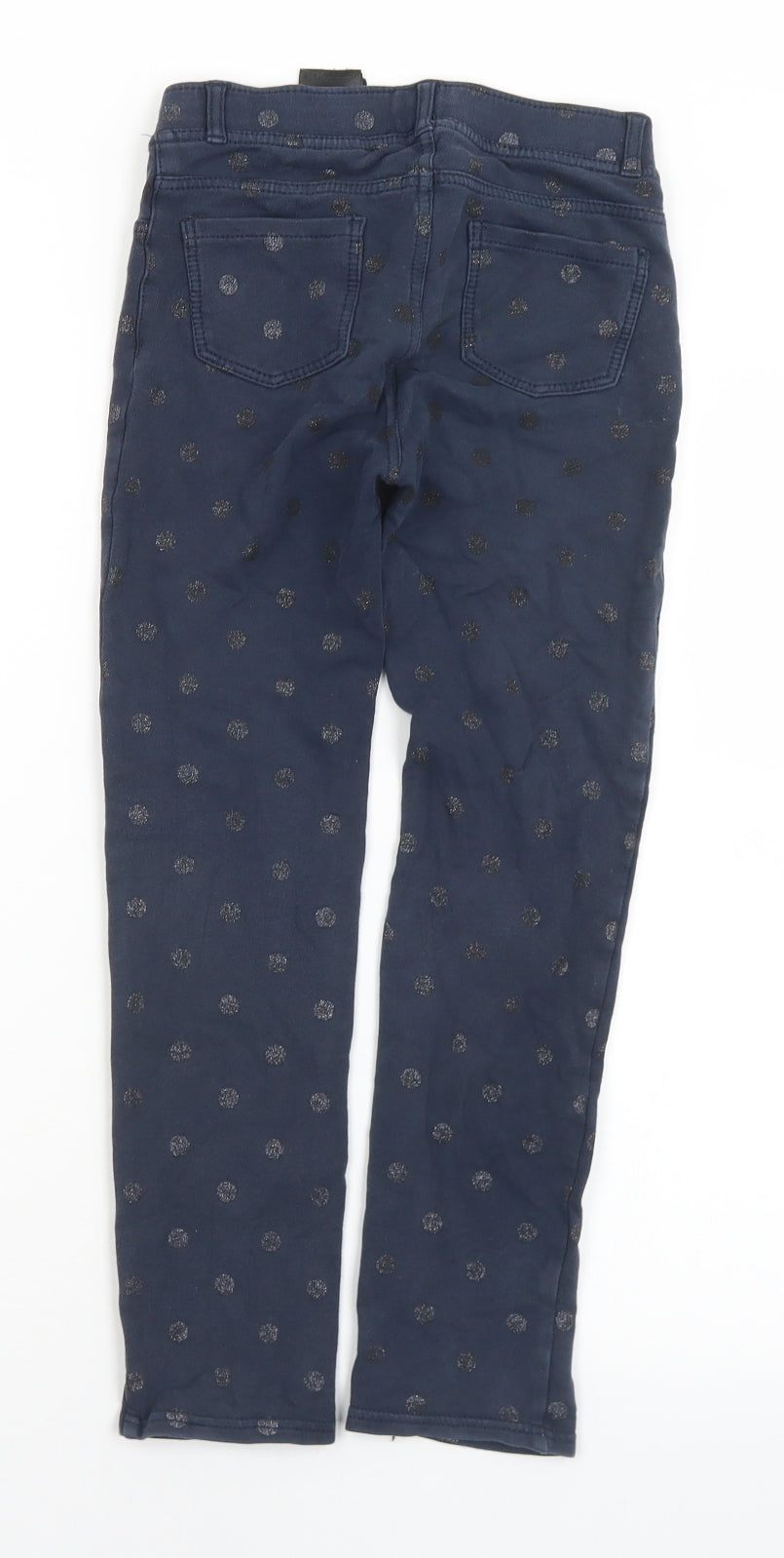 H&M Girls Blue Polka Dot Cotton Jegging Trousers Size 10-11 Years  Regular