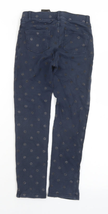 H&M Girls Blue Polka Dot Cotton Jegging Trousers Size 10-11 Years  Regular