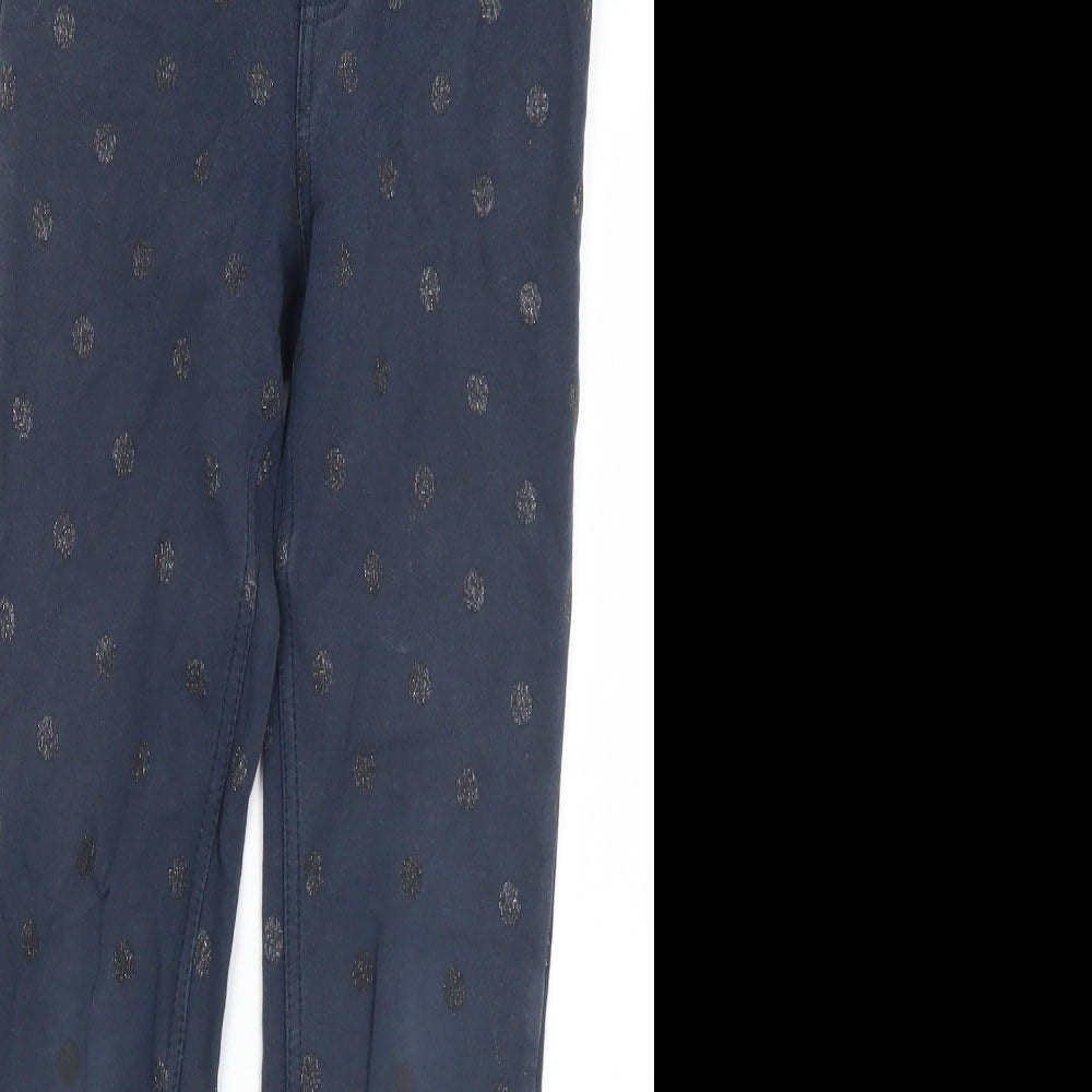 H&M Girls Blue Polka Dot Cotton Jegging Trousers Size 10-11 Years  Regular