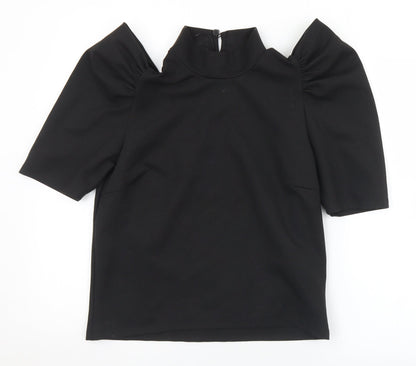Womens UK Size M Pieces Black Jersey T-Shirt