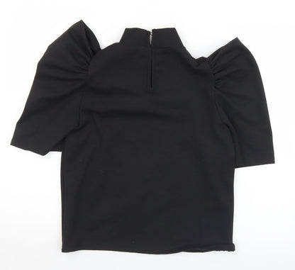 Womens UK Size M Pieces Black Jersey T-Shirt
