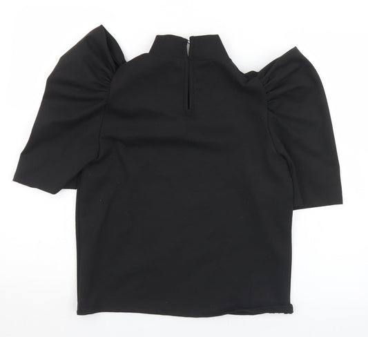 Womens UK Size M Pieces Black Jersey T-Shirt