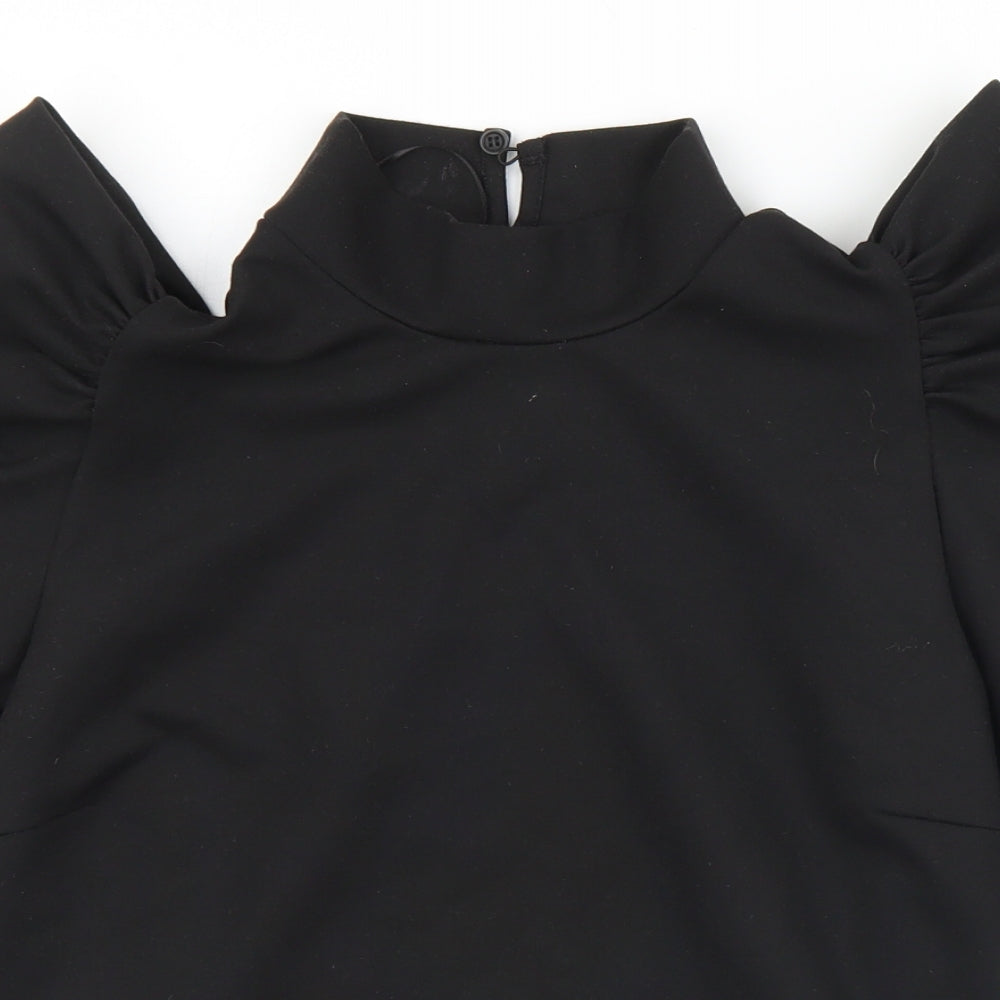 Womens UK Size M Pieces Black Jersey T-Shirt