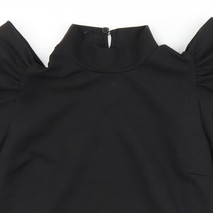 Womens UK Size M Pieces Black Jersey T-Shirt