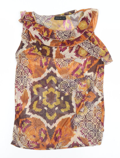 Womens UK Size M Exhibit Multicoloured Camisole Blouse