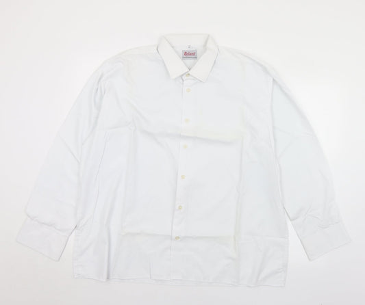 Reliant Mens White  Polyester  Button-Up Size 17.5 Collared Button