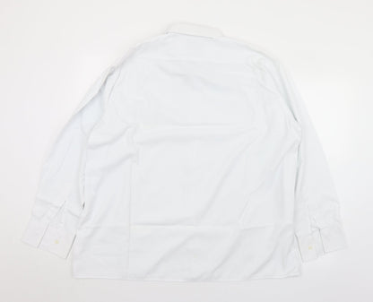 Reliant Mens White  Polyester  Button-Up Size 17.5 Collared Button