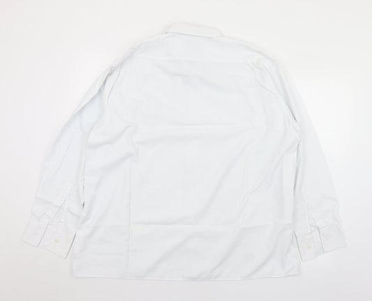 Reliant Mens White  Polyester  Button-Up Size 17.5 Collared Button