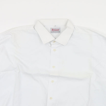 Reliant Mens White  Polyester  Button-Up Size 17.5 Collared Button