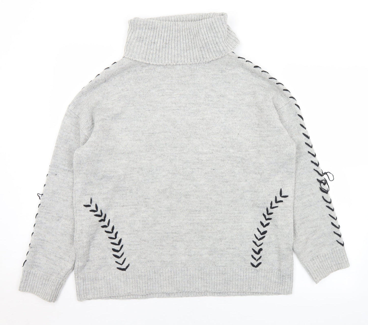 Dorothy Perkins Womens Grey Roll Neck  Acrylic Pullover Jumper Size 12