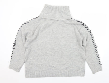 Dorothy Perkins Womens Grey Roll Neck  Acrylic Pullover Jumper Size 12