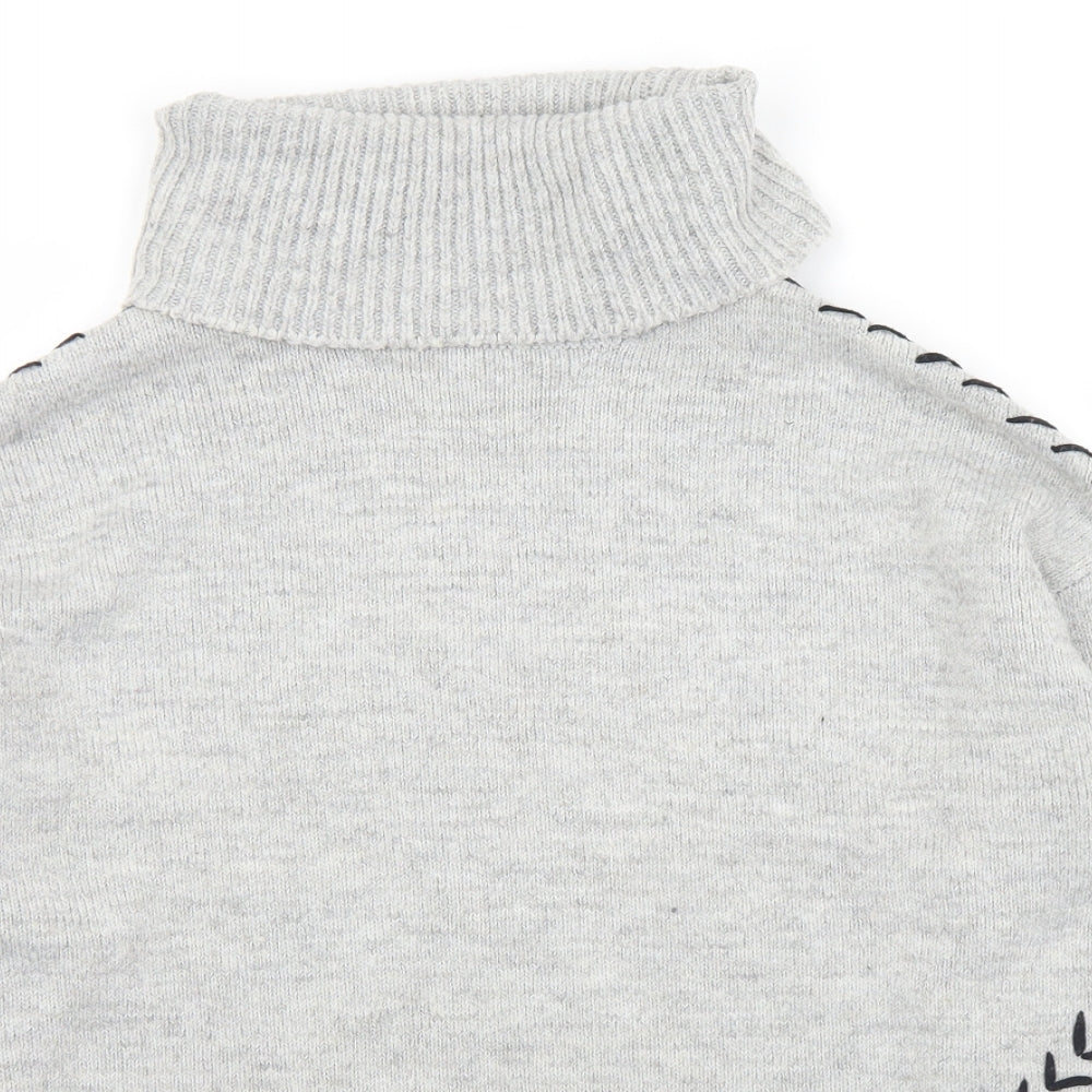 Dorothy Perkins Womens Grey Roll Neck  Acrylic Pullover Jumper Size 12
