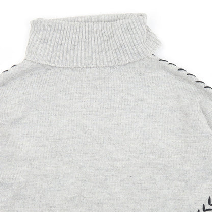 Dorothy Perkins Womens Grey Roll Neck  Acrylic Pullover Jumper Size 12
