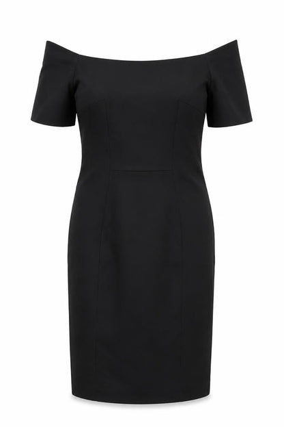 Preworn Womens Black  Polyester Shift  Size S  Off the Shoulder Zip - S/M