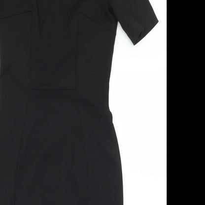 Preworn Womens Black  Polyester Shift  Size S  Off the Shoulder Zip - S/M
