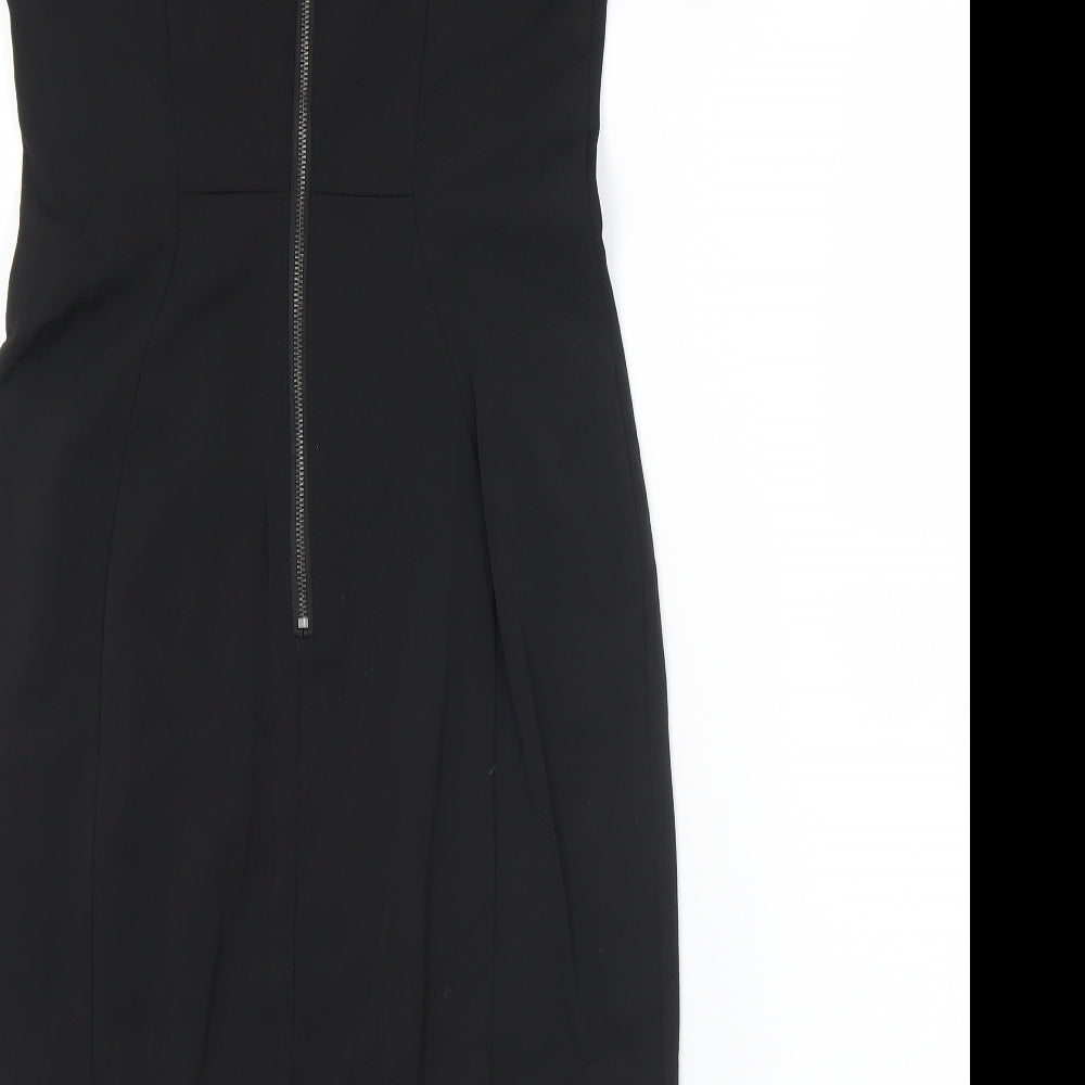 Preworn Womens Black  Polyester Shift  Size S  Off the Shoulder Zip - S/M