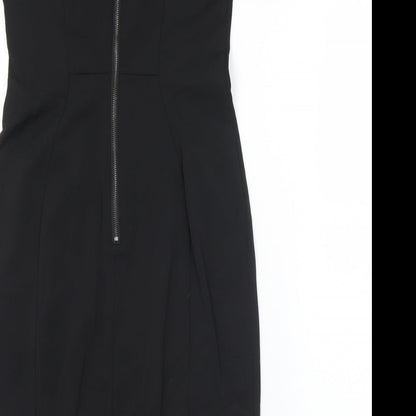 Preworn Womens Black  Polyester Shift  Size S  Off the Shoulder Zip - S/M