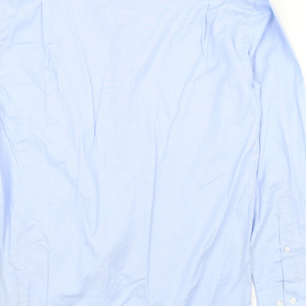 Russell Mens Blue  Cotton  Button-Up Size 15.5 Collared Button