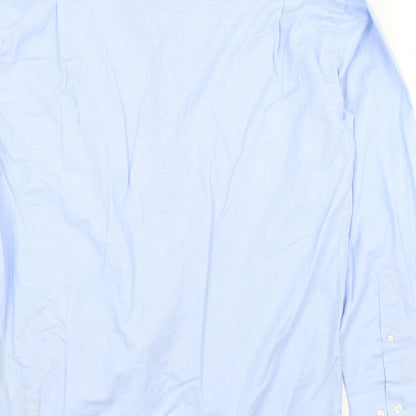 Russell Mens Blue  Cotton  Button-Up Size 15.5 Collared Button