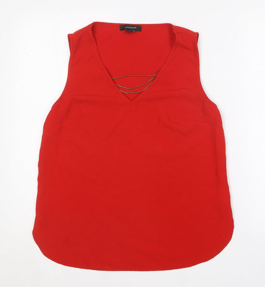 Primark Womens Red  Polyester Basic Blouse Size 12 V-Neck