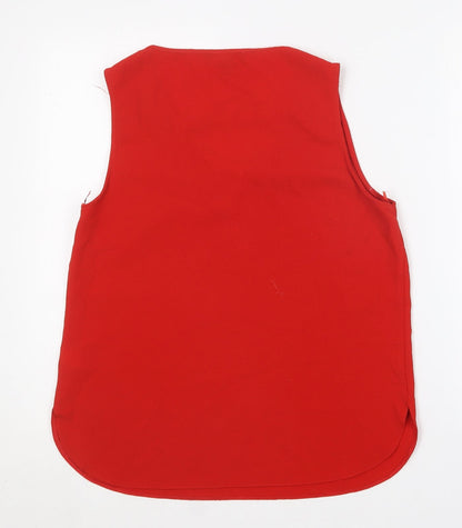 Primark Womens Red  Polyester Basic Blouse Size 12 V-Neck