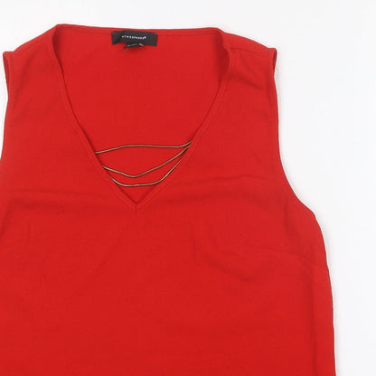 Primark Womens Red  Polyester Basic Blouse Size 12 V-Neck