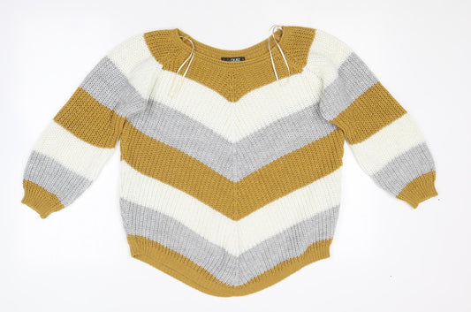 Womens UK Size S Quiz Yellow Pullover Jumper