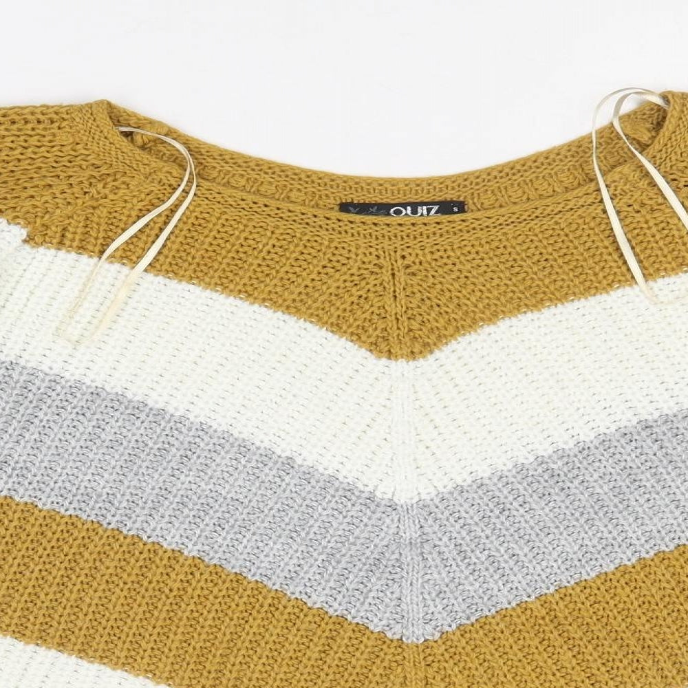 Womens UK Size S Quiz Yellow Pullover Jumper