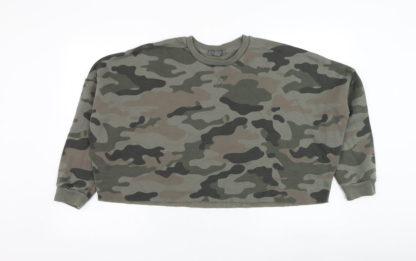 Primark Womens Green Camouflage Polyester Pullover Sweatshirt Size 12  Pullover - Cropped