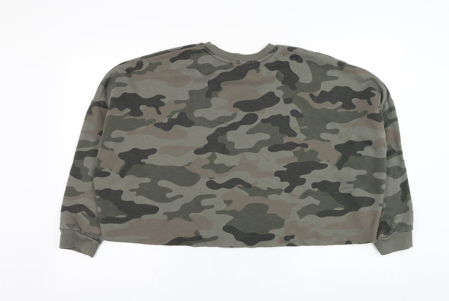 Primark Womens Green Camouflage Polyester Pullover Sweatshirt Size 12  Pullover - Cropped