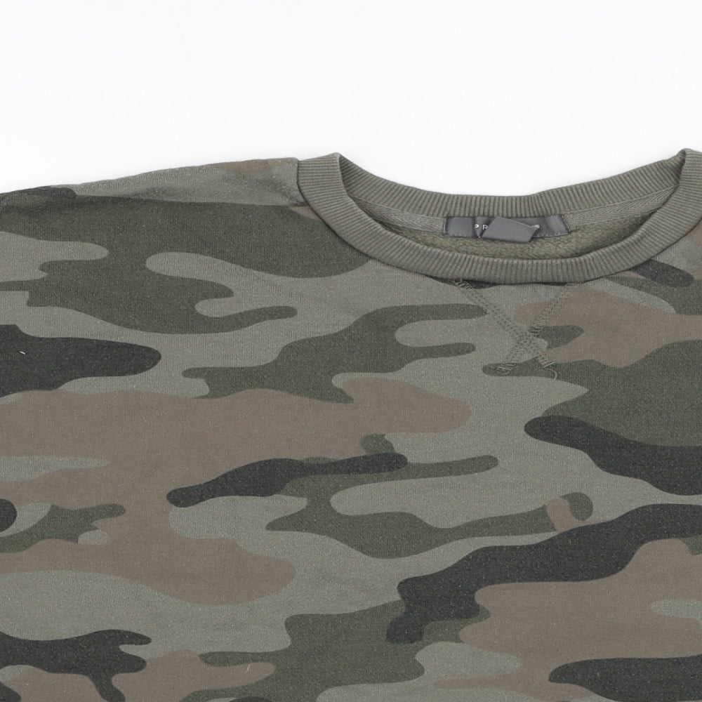 Primark Womens Green Camouflage Polyester Pullover Sweatshirt Size 12  Pullover - Cropped